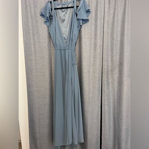 Easy Listening Slate Blur Cold-Shoulder Wrap Maxi Dress - XL
